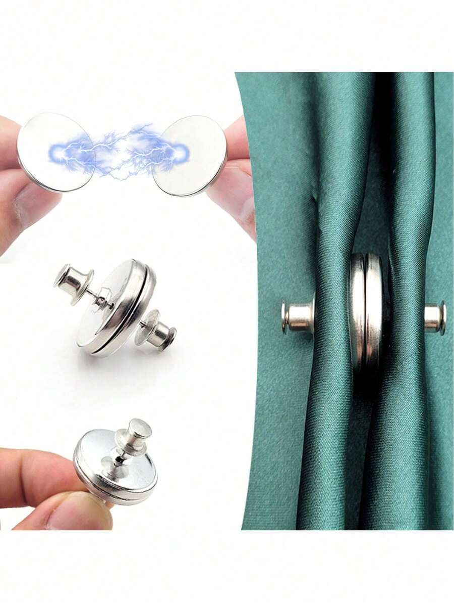 12pcs/6pcs/2pcs Magnetic Curtain Closures, Curtain Weighted Magnetic Clips With Nails, Multi-Use, Magnetic Curtain Clips, Keep Curtains Or Shower Curtains Tightly Against Wall, Prevent Blowing Away, Easy To Install Wall-Mounted Magnetic Clips, Suitable For Shower Curtains, Seams, Walls - Multicolor - View 1