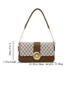 Retro Fashionable Chic Underarm Clasp Shoulder Bag For Women, High-End Commuter Baguette Bag - Grey - View 9