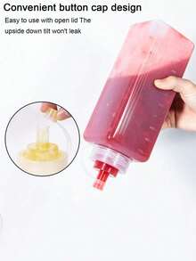 1pc Squeeze Sauce Bottle! Leak-Proof Design + Clear Measurement Markings, With Lid Seasoning Jar, Suitable For Grilling, Salad And Baking - 0.6L/0.8L/1L (20oz/27oz/33oz) - Transparent White - View 8