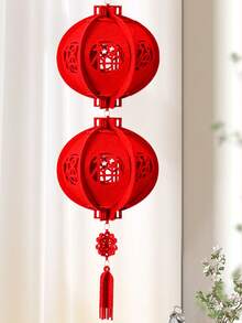 2个中国新年灯笼，红色中国灯笼，新年庆祝，饰有小灯笼，春节红灯笼，新年装饰，以及吉祥字吊坠，适合中国新年家居装饰、户外花园装饰，为您的家带来好运 - 彩色 - 查看 9