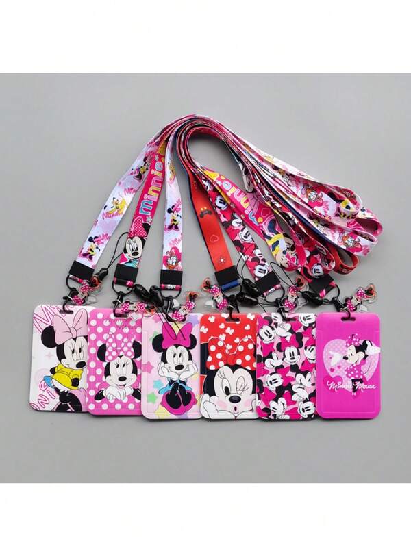 1pc Disney Cartoon Student Campus Card Holder, Mickey Mouse Lanyard ID Badge Holder, Card Protector, Subway/Bus Pass Holder, Campus Card Holder, Kindergarten Card Holder, Back To School ID Card Holder [Lanyard + Clip], Card Holder Set + Lanyard