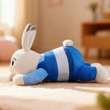 Miniso 疯狂动物城系列朱迪躺卧姿势24号毛绒玩偶，柔软短毛绒材质，疯狂动物城兔子造型，蓝白条纹服装装饰，适合家居摆设/靠垫/日常陪伴，可爱大号毛绒玩偶（1个） - 淺灰色 - 查看 3