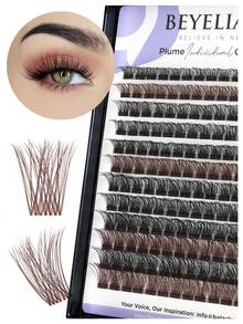 168PCS D-Curl BEYELIAN Brown Cluster Lashes Individual Brown Lash Clusters False Eyelashes Extension Natural Look Reusable - D - View 1