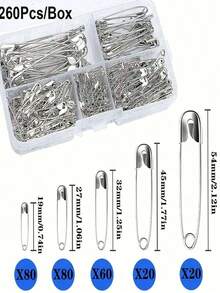 260Pcs Pins Rust Resistant Silver Pins For DIY Crafts Sewing Accessories - 多色的 - 查看 1