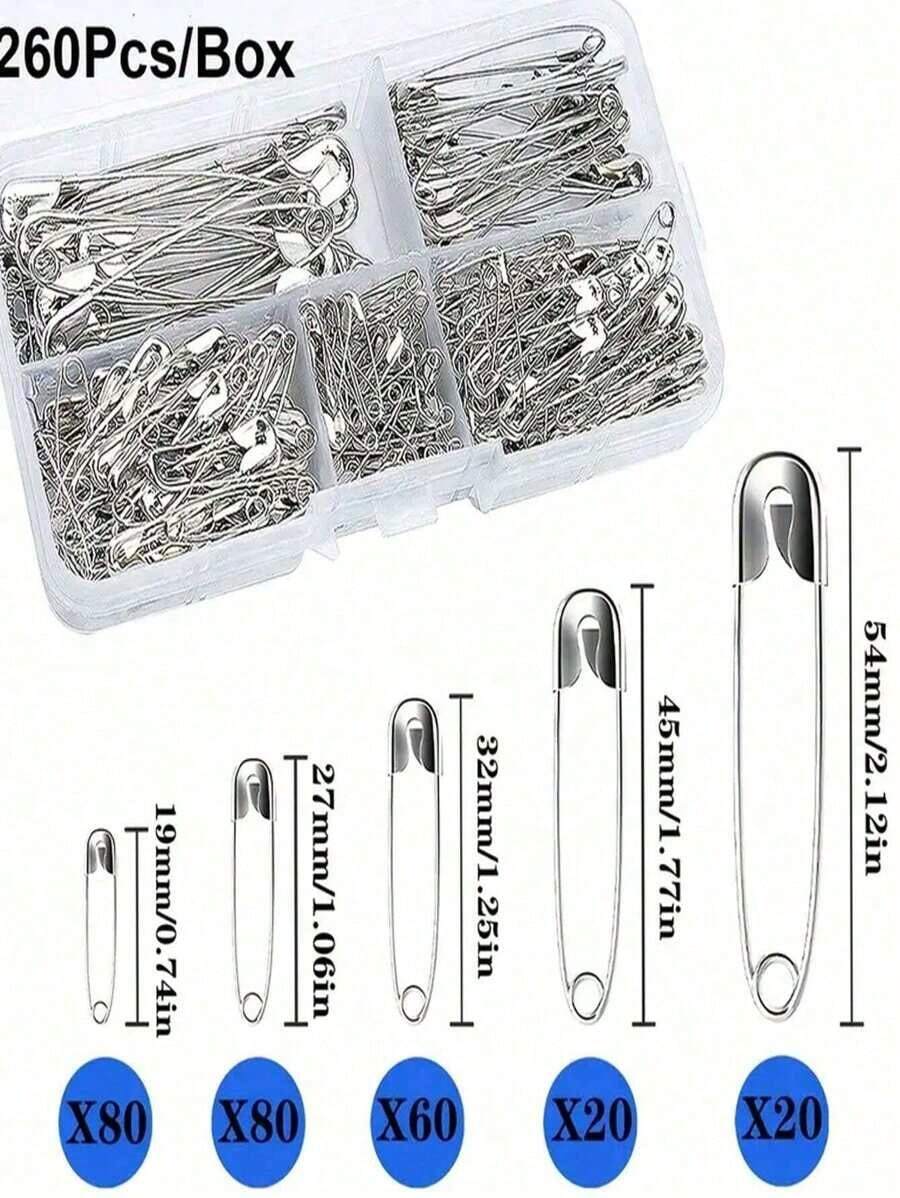 260Pcs Pins Rust Resistant Silver Pins For DIY Crafts Sewing Accessories - 多色的 - 查看 1