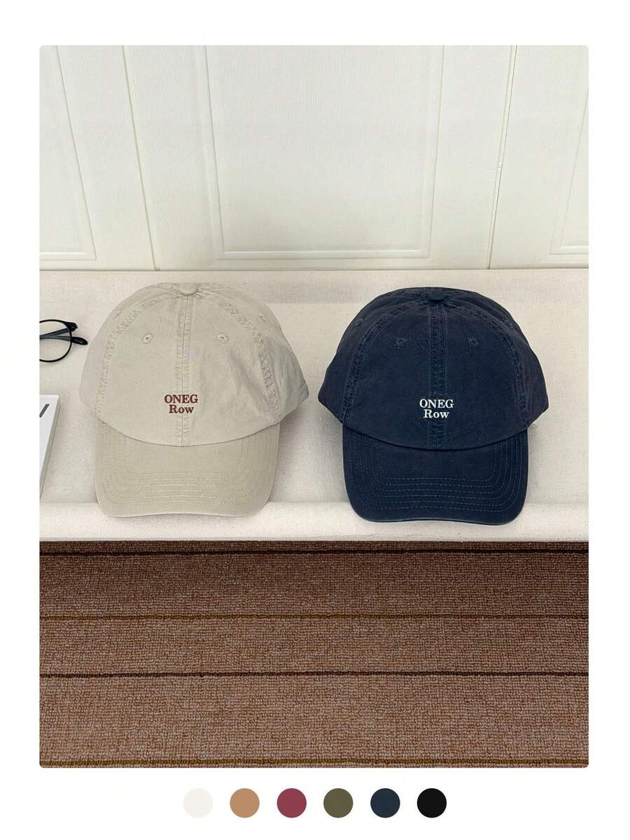 1pc Soft Crown Subtle Letter Embroidered Baseball Cap, Spring New Arrival, Minimalist Letter Embroidery, Sun Hat, Unisex Casual Vintage Distressed Streetwear Soft Crown Baseball Cap, One Size Fits Most - Adjustable Strap,Summer,Beach