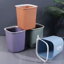 1pc Large 676-Ounce Trash Can - Nordic Minimalist Style, Durable Plastic, Rectangular Design With Polished Finish, Open-Top Lid, Ideal For Home, Kitchen, Living Room, And Bathroom Use, Bathroom Trash Can|Minimalist Trash Can|Durable Plastic Can, Trash Can For Bathroom - Xám - Xem 4