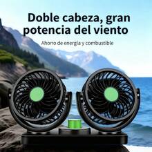 Ventilador de coche USB de doble cabezal - Ventilador de coche portátil silencioso de enfriamiento rápido con fuerte potencia de viento - Ventilación rápida, conexión USB adecuada para coche/camión/oficina, ventilador dual - Doble cabezal - 1 - Ver 2