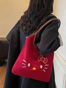 Bolsa de Mão Fashion Fofa da Hello Kitty da Sanrio - Bolsa Bordada Kawaii Mãe e Filha para Mulheres, Bolsa de Ombro Transversal Versátil de Alta Estética com Tecido Premium Durável. Design Leve e Portátil, Perfeito para Uso Diário, Compras, Passeios em Família e Viagens Casuais, Detalhe de Bordado Requintado com Clima Doce e Feminino, Estilo Combinável com Vários Looks, Acessório Kawaii Estiloso Ideal para Fãs da Sanrio. - Multicolorido - Visão 6