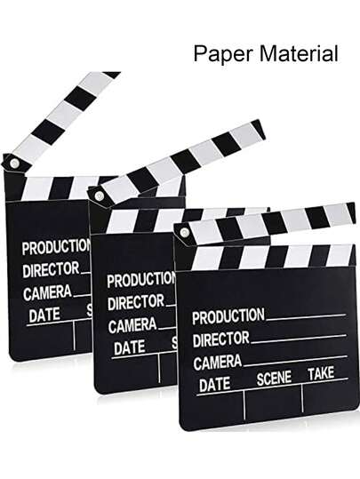 1 Pc Movie Film Clap Board (Paper Material), 7 X 8 Inch Cardboard Movie Clapboard Directors Clapper Writable Cut Action Scene Board For Movies Films Photo Props(Black) ﻿