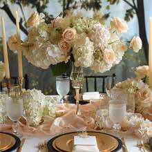 24pcs Champagne Artificial Hydrangea Flowers, Fake Hydrangea Flowers With Stems, Realistic Touch, Suitable For DIY Decoration, Vase Filler, Baby Shower, Home Indoor Living Room Kitchen Bedroom Decor, Wedding Party Table Centerpiece, Office Desk Decor, Outdoor Farmhouse Yard Garden Decoration - Champagne - View 8