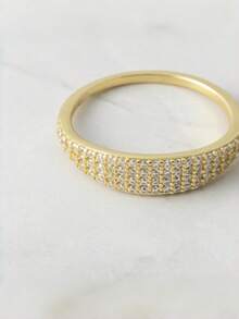 Fashionable Women's Wedding Ring, Pave Synthetic Cubic Zirconia Wedding Band, Delicate Handcrafted Pave Ring, Anniversary Gift, Women's Pinky Ring