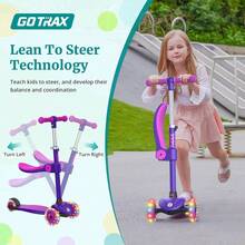 Gotrax KS2 Patinete para niños con Asiento extraíble y Altura Ajustable Scooters Plegables para niños con luz de 3 Ruedas para niñas y niños a Partir de 3 años - 223249659 - Ver 4