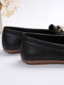 Damen Slip-On Lässig Loafers, weiche Sohle, rutschfeste Flache Schuhe für Outdoor, leicht & bequem für Arbeit/Alltag, ideal für Müttel mittleren Alters - 516-2 (Schwarz) - Übersicht 3