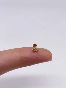 1 pieza Pendientes de botón de estrella de plata de ley 925, pendientes de mujer, pendientes planos para el cartílago de la oreja, adecuados para uso diario, boda, fiesta, compromiso, regalo de Navidad, joyería exquisita - Dorado - Ver 6