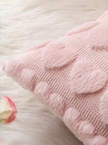 1 chiếc vỏ gối màu hồng nhạt họa tiết trái tim, gối vuông trang trí lãng mạn bằng lông giả len với chi tiết trái tim - Gối trang trí ngày Valentine, phù hợp cho ghế sofa, phòng ngủ và trang trí nhà cửa lãng mạn. - Màu Hồng baby - Xem 4