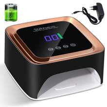 Đèn LED UV sấy móng tay, máy sấy móng tay gel, đèn sấy móng tay sạc điện có chức năng hẹn giờ, đèn sấy gel UV có cảm biến tự động, đèn sấy móng tay chuyên nghiệp cầm tay - Màu trắng, quà tặng Giáng sinh, quà tặng Ngày Valentine - Màu đen - Phích cắm loại C của EU (220-240V) - Xem 10