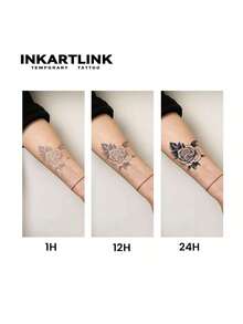 1pc INKARTLINK Sacred Angel Decorative Temporary Waterproof Tattoo, Long-Lasting 1-2 Weeks, Botanical Juice Tattoo, Suitable For Autumn/Winter Body Decoration, For Both Men And Women - Black - View 7