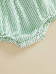 Newborn Infant Baby Girl Golf Outfit Smocked Bubble Romper Ruffle Sleeveless Bow Bodysuit Cute Summer Clothes - màu xanh lá - Xem 6