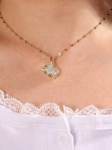 rakol Cubic Zirconia Cute Elephant Pendant Necklace, Suitable For Women's Daily Wear - Necklace - View 2