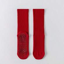 1Pair Women's Yoga Pilates Socks Chinese Zodiac Red Long Tube Combed Cotton Non-Slip High Elastic Antibacterial Pilling Free Daily Wear. - Red and White - View 9