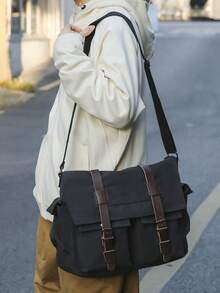 peach tree 1个休闲帆布斜挎包,配皮质肩带装饰,可作单肩包、斜挎包使用,大容量,适合情侣、情人节、桃树图案时尚纯色迷你斜挎包、休闲单肩背包、万圣节、圣诞节、新年礼物、笔记本电脑包 - 彩色 - 查看 2