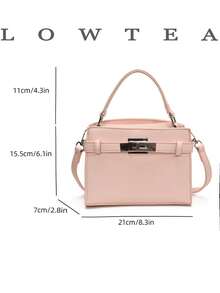 low tea Túi xách nữ mùa hè mới, họa tiết vải thiều, túi đeo chéo thời trang có dây đeo điều chỉnh được, túi đeo vai đơn màu trơn cao cấp trang trí kim loại, túi công sở tiện dụng. - Hồng - Xem 3