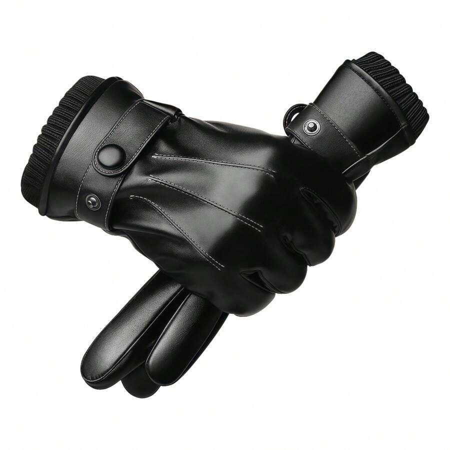 TendenciaGuantes Térmicos Pantalla Táctil De Pu Invierno Impermeable Negro Talla Única LisaCalidad premium - 1 - Ver 1