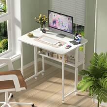 Tragbarer Klappschreibtisch mit Rollen, platzsparender Klappschreibtisch, mit Ablage, einfache Montage, 80*58*75 cm - Weiss - Übersicht 5