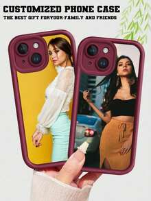 1 pieza Funda de teléfono personalizable con diseño de foto, compatible con iPhone 16/15/14/13/12/11 Pro Promax y teléfonos Galaxy, cubierta protectora antideslizante negra, gran idea de regalo para vacaciones, cumpleaños, familia, amigos, parejas - Blanco - Ver 5