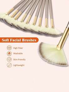 1/3/5/9pcs Soft Fan-Shaped Face Mask Brushes, Suitable For Exfoliating Masks, Acid Masks, Mud Masks, Etc.