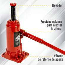 Gato Hidráulico de 2 Toneladas Tipo Botella– Diseño Robusto para Máxima Aseguración, Elevación Perfecta, Fuerte y Confiable - Rojo - Ver 3