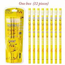 12pcs Pokemon Pikachu Pencil Set! Cute Anime Cartoon Stationery For Students - Perfect Kawaii Pencils, Ideal Birthday And Christmas Gift For Pokemon Fans! - Black - View 6