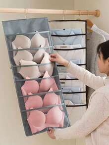 1pc Rotating Metal Hook Bra Storage Bag, Extra Large Double-Sided Wardrobe Wall-Mounted Mesh Bag, Can Hang And Store Bras, Socks, Underwear, Dual-Sided Lingerie Storage Bag, Functional Bra And Sock Storage Bag, Suitable For School To Store School Supplies - Multicolor - View 7