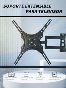 Soporte De Pared Para Tv, 14 A 55 Pulgadas, Máxima 50 Kg Máx. 400 X 400 Cm, Articulado, Inclinable Y Giratorio, Extraíble Universal Mural Para Televisión Monitor Ajustable - Negro - Ver 2