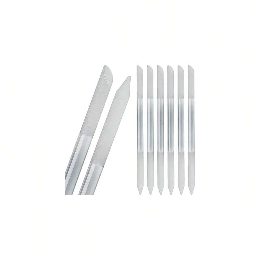 6 Pieces Glass Cuticle Pusher Glass Cuticle Stick Set Double Sided Crystal Nail Files Precision Manicure Pedicure Pusher Tools(Dark Gray) - 深灰色 - 查看 1