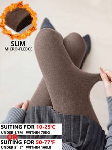 Women's Ribbed High Waist Elastic Skinny Pants, Thick & Thermal Lined Knee High Socks Snow Compression Shaping Tights, OTK Soft & Warm Opaque Stockings, Stirrup Design Women's Thick & Thermal Lined Leggings, Fashionable & Cute Style, Hand/Machine Washable