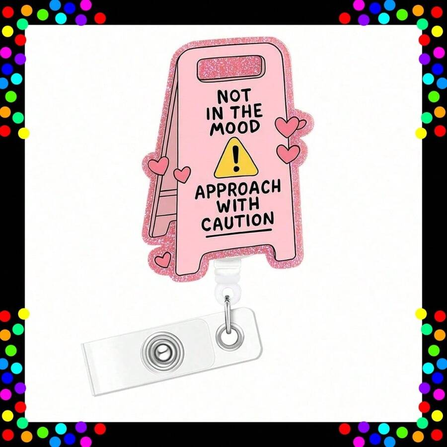 Glitter Acrylic Retractable Badge Reel - Nurse Doctor Student ID Clip - Hồng - Xem 1