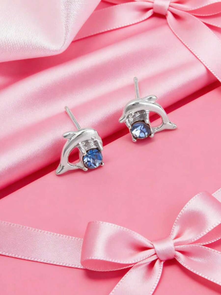 1 Pair Geometric Creative Vintage Unique Elegant Casual Korean Style Earrings - Baby Blue - View 1