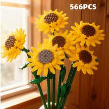 DIY永生花花束摆件玩具，向日葵和非洲菊混合花束，生日、情人节、节日、圣诞节、新年礼物 - 彩色 - 查看 16