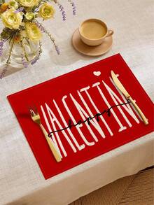 1件/4件/6件/60件装 涤纶情人节爱心精灵餐垫，防污，适用于家居、餐厅、餐桌装饰、乔迁、生日礼物 - 彩色 - 查看 3