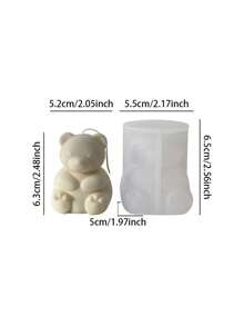 Reusable High-Temperature Resistant 3D Bear Shape Candle Mold - Irregular Bear Outline Silicone Mould Suitable For DIY Scented Candles, Handmade Soaps, Resin & Plaster Crafts - White - View 8