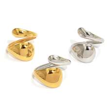 2pcs/1pc Vintage Chunky Women's Open Gold Stainless Steel Ring, Stackable Women's Jewelry, Suitable For Everyday Vacation Wear - Multicolor - View 6