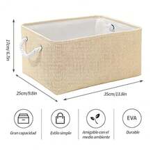 CYPNHONGHCL - Cestas de Almacenamiento de Tela para Organizar 3pcs Cestas Decorativas de Almacenamiento con Asas Cestas de Tela Organizadoras de Grandes de Plegable para Ropa Juguetes 35*25*17cm BeigeFashion - Beis - Ver 7