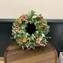 1 pièce Couronne de fleurs artificielles de printemps, décoration florale artificielle pour la maison, porte d'entrée/cour/salon/mur, décoration intérieure de maison, couronne de fleurs artificielles d'été - Vert - Voir 6