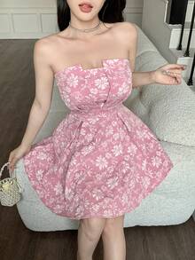 abyoxi Đầm dự tiệc mini dáng chữ A không tay thanh lịch màu hồng, với thiết kế cổ áo xếp ly gợi cảm, phù hợp cho đám cưới, tiệc sinh nhật, dự tiệc cưới và các dịp khác để tôn lên vẻ quyến rũ trẻ trung, thời trang. Mẫu thời trang nữ mùa hè mới - Bụi hồng - Xem 3