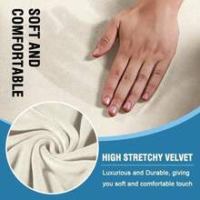 Trugenix-Sofa Cover 2 Piece T Cushion Armchair Slipcovers Velvet Couch Cover Furniture Protector Stretch T Cushion Sofa Covers For 1 Cushion Couch With 1 Individual T Cushion Covers, Deep Teal-GP - 象牙 - 查看 3