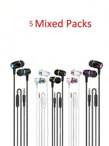 6pcs Wired In-Ear Headphones With Microphone, Compatible With Smartphones, IPads, MP3 And Most 3.5mm Interface Devices
