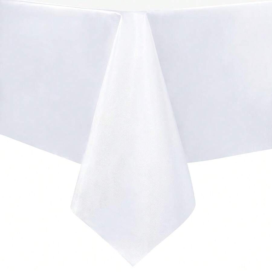 1OO% Waterproof Rectangle PVC Tablecloth - 52 X 70 Inch - Oil Proof Spill Proof Vinyl Table Cloth, Wipe Clean Table Cover For Dining Tables, Buffet Parties And Camping, White - White52inchx70inchRectangular - View 1