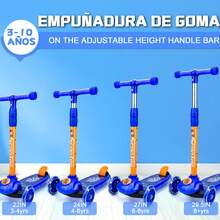 Scooters para Niños, Scooter Patin del Diablo Ajustable Divertido Niños, Patinete de 3 Ruedas con Luz LED y Altura Ajustable, Patín del Diablo Niños, Divertido Regalo de Navidad y Cumpleaños - Azul - Ver 6